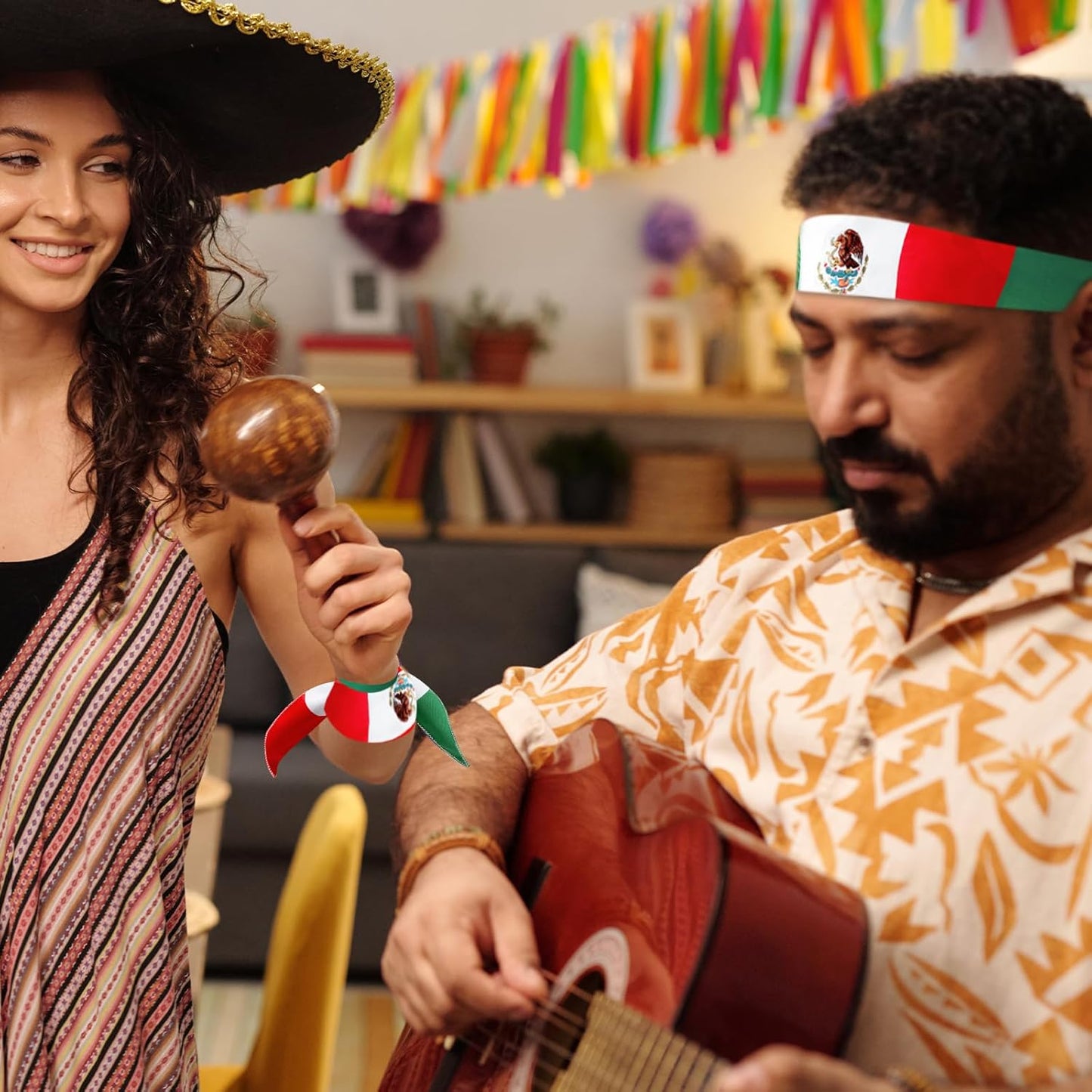Mexican Flag Headband for Men Women, Mexican Flag Tie Bandana with National Emblem – Patriotic Tricolor Head Wrap for Cinco De Mayo, Sports Events, Parades, and Festivals