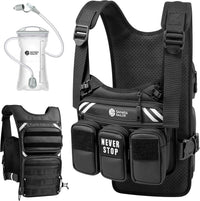 Running Vest with 2L Water Bladder, Hydration Vest for Women and Men, Breathable Durable Chest Pack with Waterproof Pockets for Jogging, Trail Running, Hiking