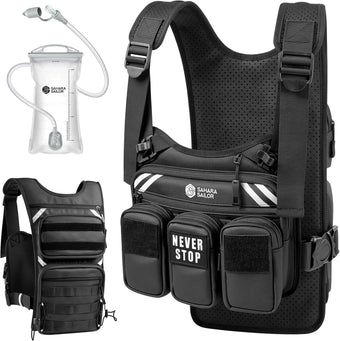 compare product Running Vest with 2L Water Bladder, Hydration Vest for Women and Men, Breathable Durable Chest Pack with Waterproof Pockets for Jogging, Trail Running, Hiking