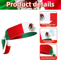 Mexican Flag Headband for Men Women, Mexican Flag Tie Bandana with National Emblem – Patriotic Tricolor Head Wrap for Cinco De Mayo, Sports Events, Parades, and Festivals