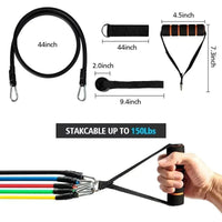 12 PCS Resistance Band Set Yoga Pilates Abs Exercise Fitness Tube Workout Band