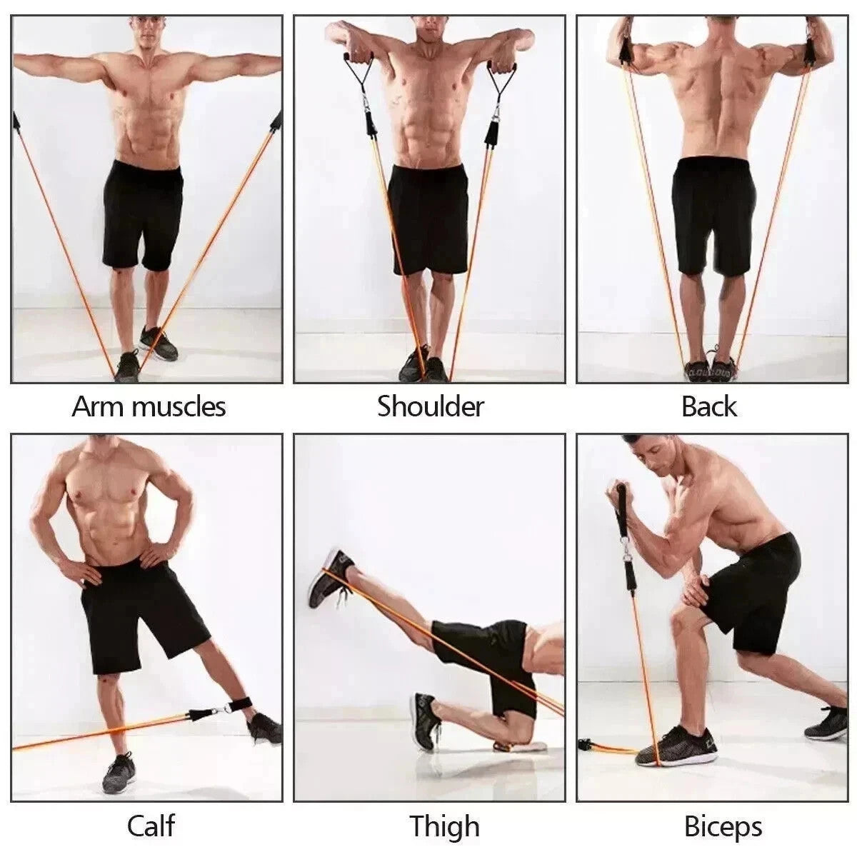 12 PCS Resistance Band Set Yoga Pilates Abs Exercise Fitness Tube Workout Band
