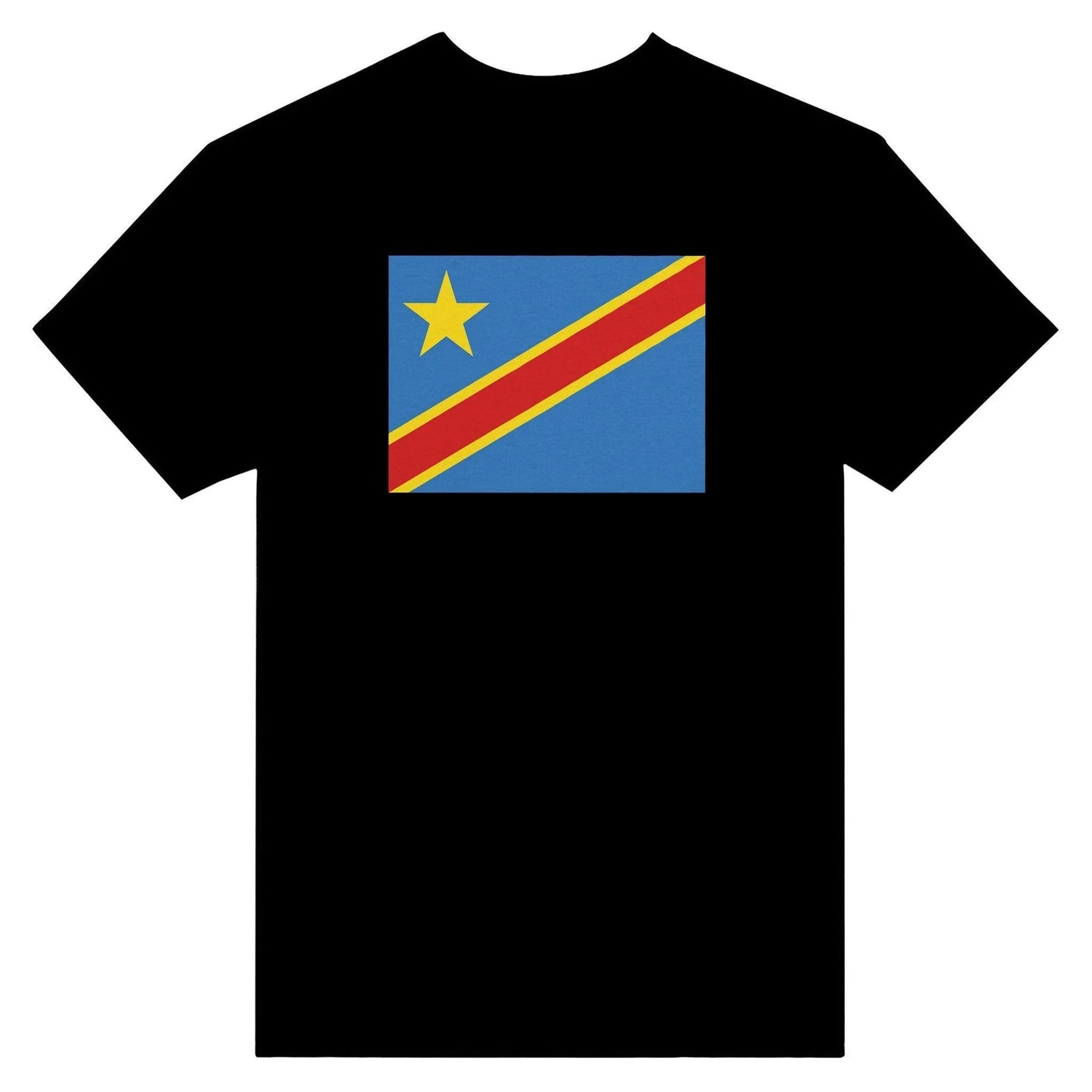 T-Shirt – Drapeau De La République Démocratique Du Congo – Brodé – Coton Mélangé
