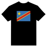 T-Shirt – Drapeau De La République Démocratique Du Congo – Brodé – Coton Mélangé