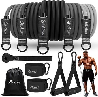 compare product Resistance Bands, Exercise Bands for Working Out, Workout Bands Men, Fitness Band with Handle, Door Anchor, Home Gym Equipment for Musle Training, Physical Therapy, Strength Training, Shape Body