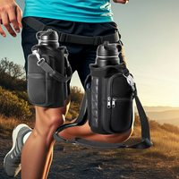 Magnetic Water Bottle Holder Gym Water Bottle Carrier Bag W/ Phone Pocket Handle Shoulder Strap 6 Built-In Magnets Water Bottle