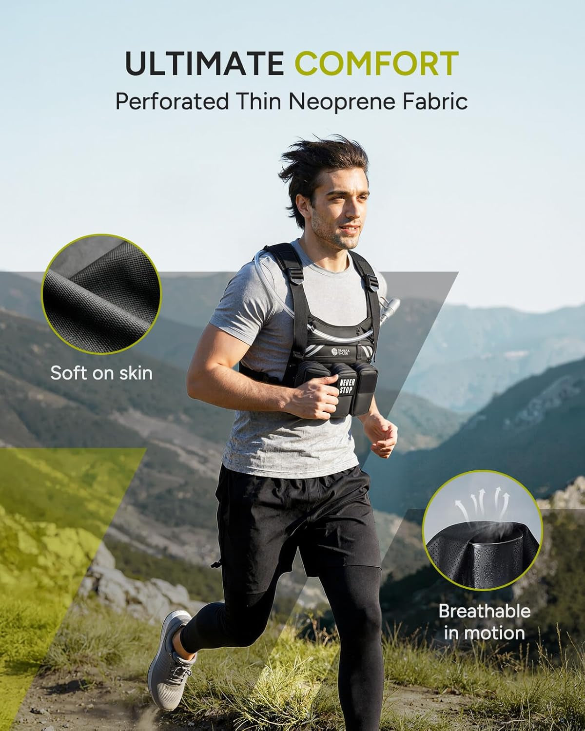 Running Vest with 2L Water Bladder, Hydration Vest for Women and Men, Breathable Durable Chest Pack with Waterproof Pockets for Jogging, Trail Running, Hiking