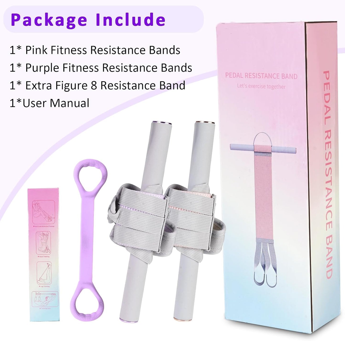 Fabric Resistance Band with Handles,Non-Slip Foot Pedal Puller Resistance Band for Legs & Glutes Working Out