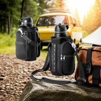 Magnetic Water Bottle Holder Gym Water Bottle Carrier Bag W/ Phone Pocket Handle Shoulder Strap 6 Built-In Magnets Water Bottle