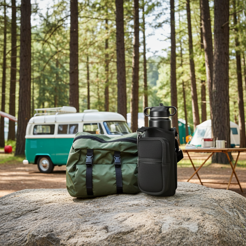 Magnetic Water Bottle Holder Gym Water Bottle Carrier Bag W/ Phone Pocket Handle Shoulder Strap 6 Built-In Magnets Water Bottle