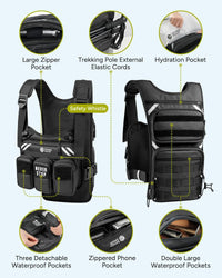 Running Vest with 2L Water Bladder, Hydration Vest for Women and Men, Breathable Durable Chest Pack with Waterproof Pockets for Jogging, Trail Running, Hiking