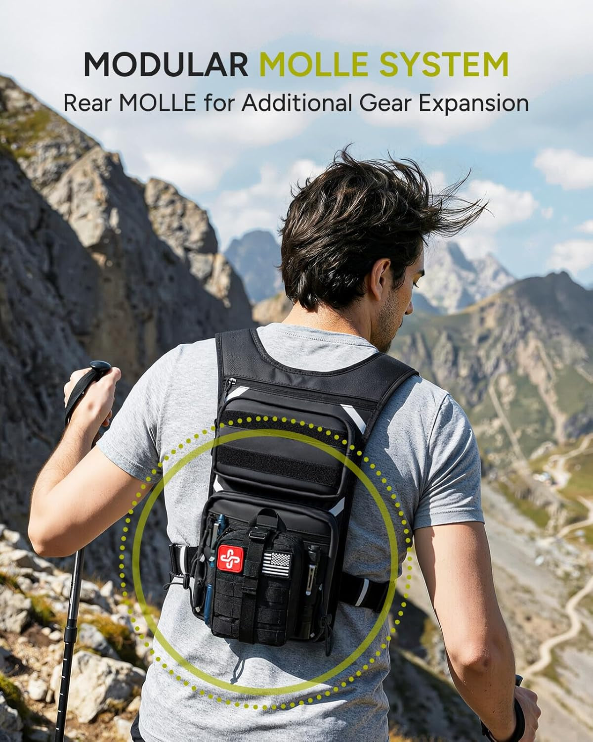 Running Vest with 2L Water Bladder, Hydration Vest for Women and Men, Breathable Durable Chest Pack with Waterproof Pockets for Jogging, Trail Running, Hiking