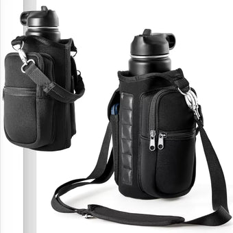 compare product Magnetic Water Bottle Holder Gym Water Bottle Carrier Bag W/ Phone Pocket Handle Shoulder Strap 6 Built-In Magnets Water Bottle