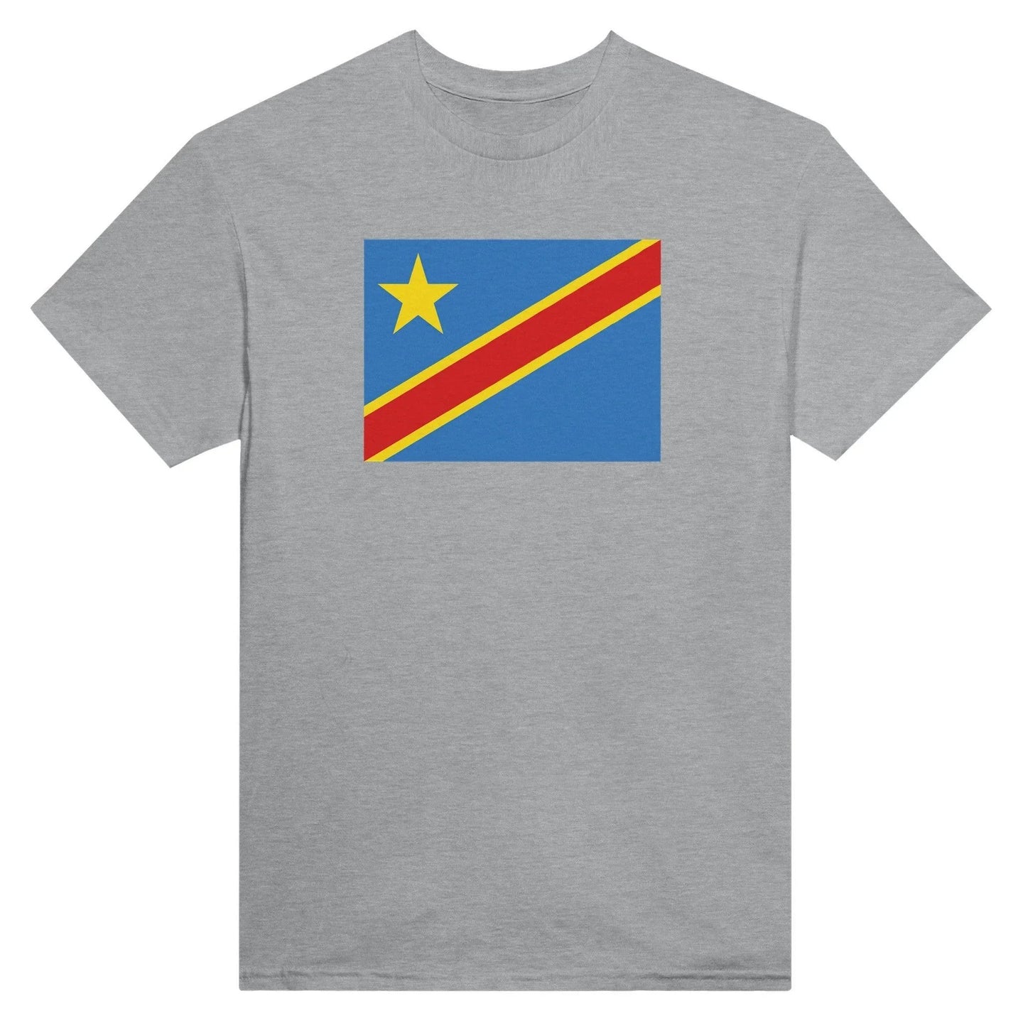 T-Shirt – Drapeau De La République Démocratique Du Congo – Brodé – Coton Mélangé