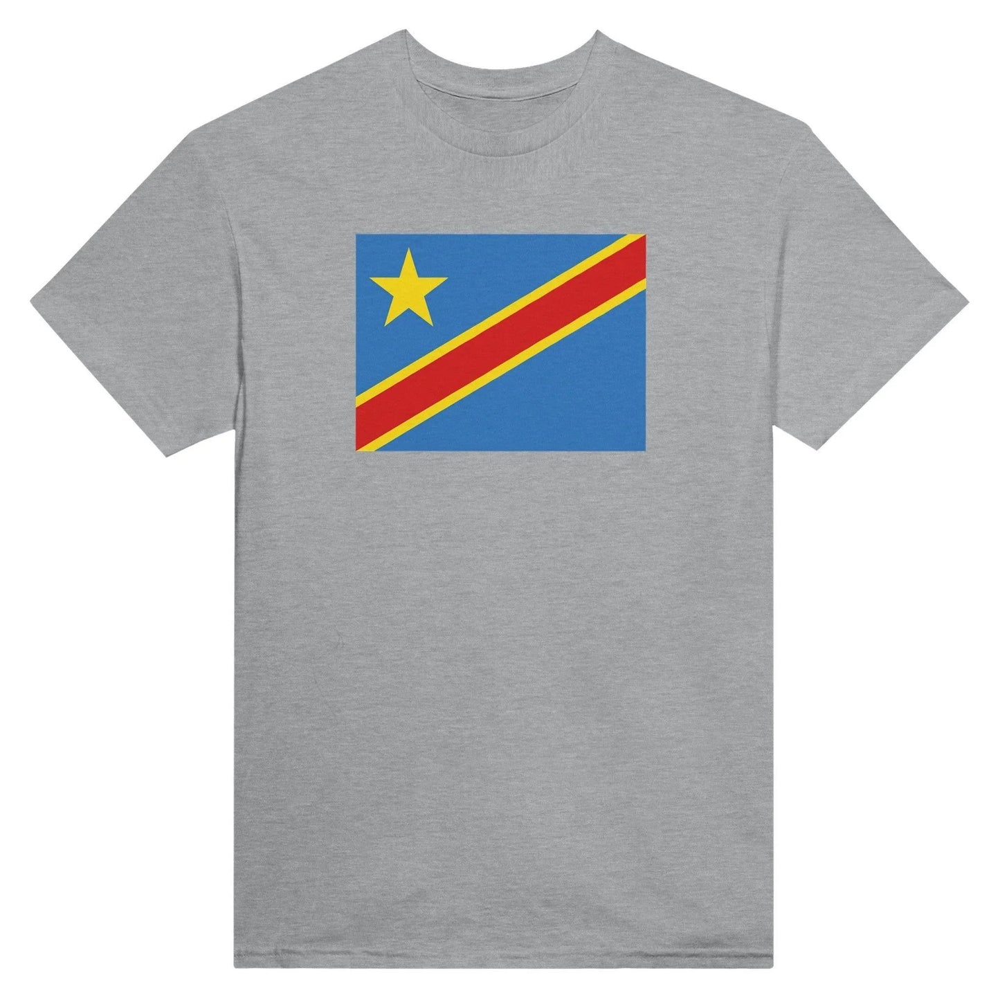 T-Shirt – Drapeau De La République Démocratique Du Congo – Brodé – Coton Mélangé