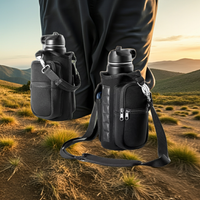Magnetic Water Bottle Holder Gym Water Bottle Carrier Bag W/ Phone Pocket Handle Shoulder Strap 6 Built-In Magnets Water Bottle