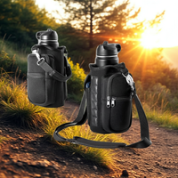 Magnetic Water Bottle Holder Gym Water Bottle Carrier Bag W/ Phone Pocket Handle Shoulder Strap 6 Built-In Magnets Water Bottle