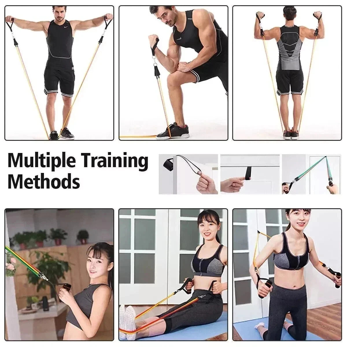 12 PCS Resistance Band Set Yoga Pilates Abs Exercise Fitness Tube Workout Band