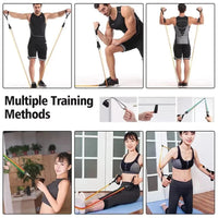 12 PCS Resistance Band Set Yoga Pilates Abs Exercise Fitness Tube Workout Band
