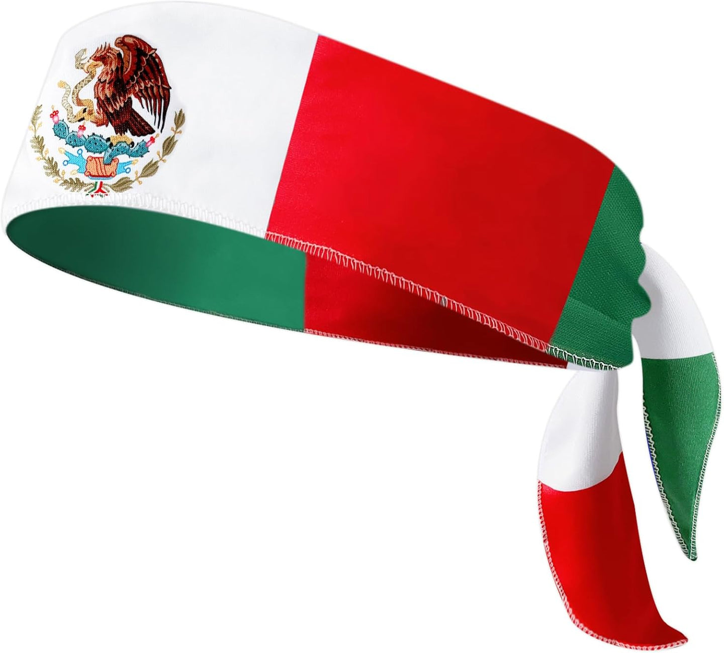 Mexican Flag Headband for Men Women, Mexican Flag Tie Bandana with National Emblem – Patriotic Tricolor Head Wrap for Cinco De Mayo, Sports Events, Parades, and Festivals