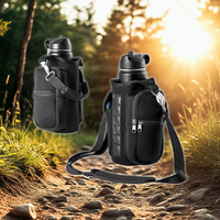 Magnetic Water Bottle Holder Gym Water Bottle Carrier Bag W/ Phone Pocket Handle Shoulder Strap 6 Built-In Magnets Water Bottle