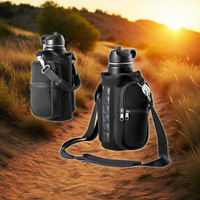 Magnetic Water Bottle Holder Gym Water Bottle Carrier Bag W/ Phone Pocket Handle Shoulder Strap 6 Built-In Magnets Water Bottle